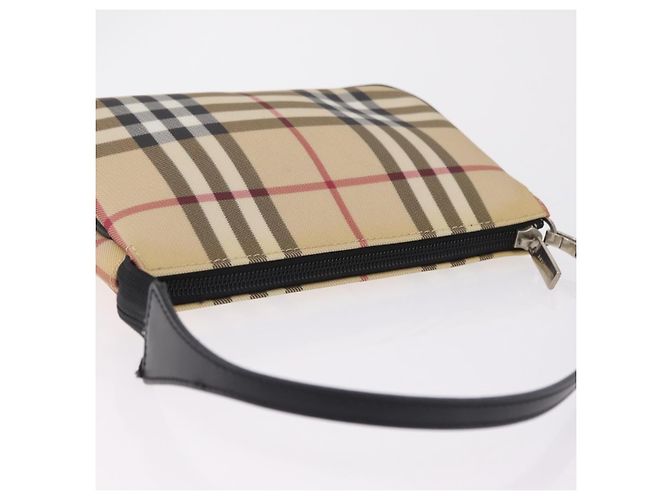 BURBERRY Nova Check Handtasche PVC Leather Beige Silver Auth ka6510A Silber - Ansicht 7