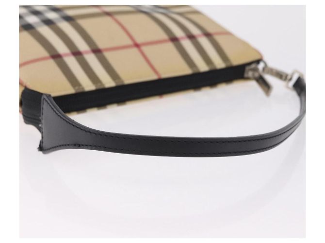 BURBERRY Nova Check Handtasche PVC Leather Beige Silver Auth ka6510A Silber - Ansicht 8