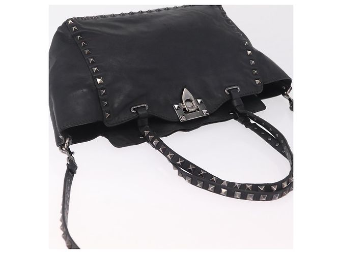 Bolso Valentino Studs de piel 2way Negro Plata Auth ka6536 - vista 14
