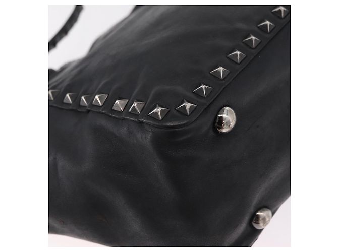 Bolso Valentino Studs de piel 2way Negro Plata Auth ka6536 - vista 19