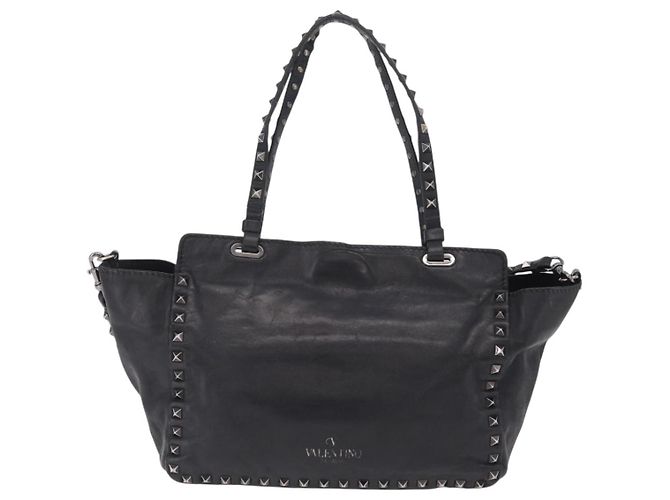 Bolso Valentino Studs de piel 2way Negro Plata Auth ka6536 - vista 2
