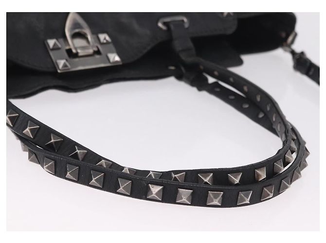 Bolso Valentino Studs de piel 2way Negro Plata Auth ka6536 - vista 9