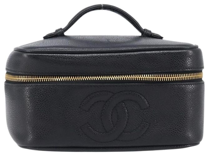Beauty case CHANEL Vanity Caviar Skin Black Gold CC Auth BA16061V Nero D'oro - vista 13