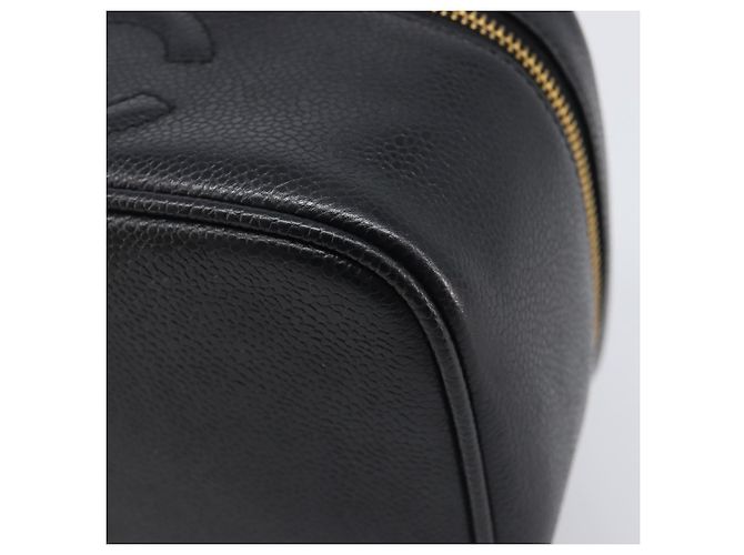 Beauty case CHANEL Vanity Caviar Skin Black Gold CC Auth BA16061V Nero D'oro - vista 14