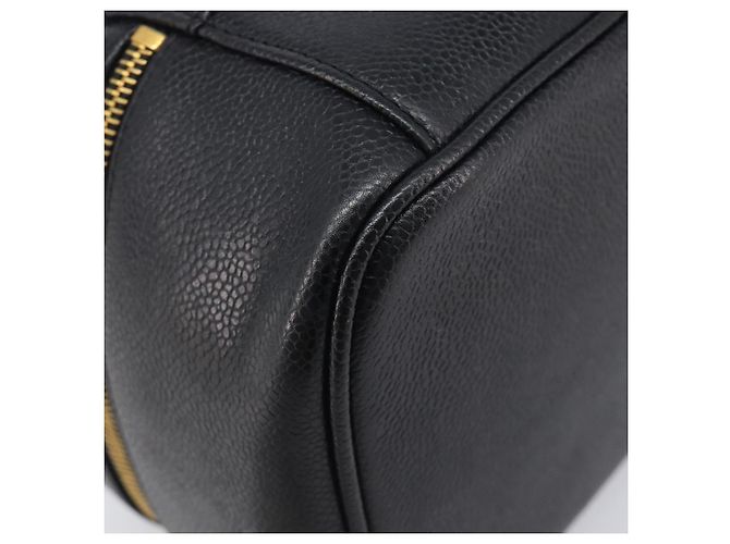 Beauty case CHANEL Vanity Caviar Skin Black Gold CC Auth BA16061V Nero D'oro - vista 17