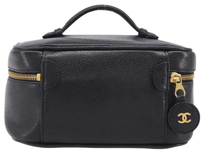 Beauty case CHANEL Vanity Caviar Skin Black Gold CC Auth BA16061V Nero D'oro - vista 2