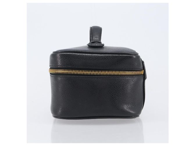 Beauty case CHANEL Vanity Caviar Skin Black Gold CC Auth BA16061V Nero D'oro - vista 3