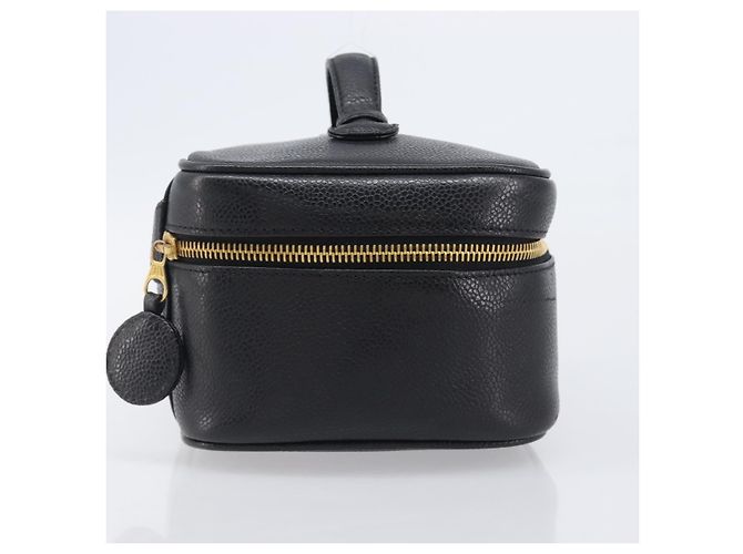 Beauty case CHANEL Vanity Caviar Skin Black Gold CC Auth BA16061V Nero D'oro - vista 4