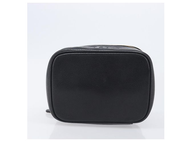 Beauty case CHANEL Vanity Caviar Skin Black Gold CC Auth BA16061V Nero D'oro - vista 5