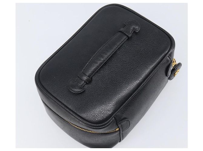 Beauty case CHANEL Vanity Caviar Skin Black Gold CC Auth BA16061V Nero D'oro - vista 6