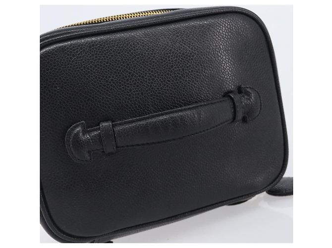 Beauty case CHANEL Vanity Caviar Skin Black Gold CC Auth BA16061V Nero D'oro - vista 7