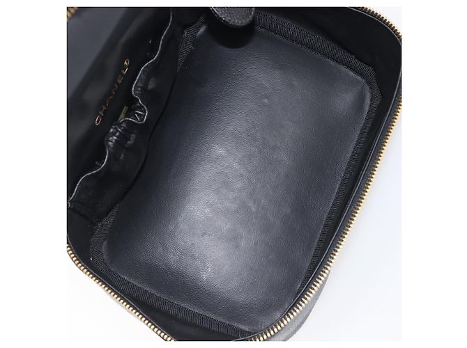 Beauty case CHANEL Vanity Caviar Skin Black Gold CC Auth BA16061V Nero D'oro - vista 9