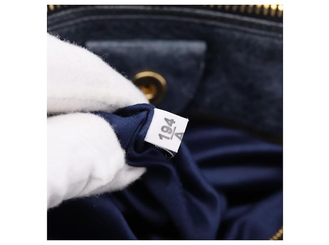 Miu Miu Handtasche Leder 2way Navy Gold Auth am12765V Golden Marineblau - Ansicht 12