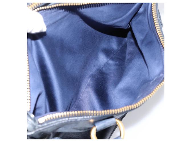 Miu Miu Handtasche Leder 2way Navy Gold Auth am12765V Golden Marineblau - Ansicht 26
