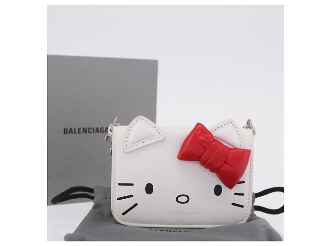 Balenciaga Chain Shoulder Compact Wallet Leder 2way Weiß 623241 Auth 202531M Silber - Ansicht 12