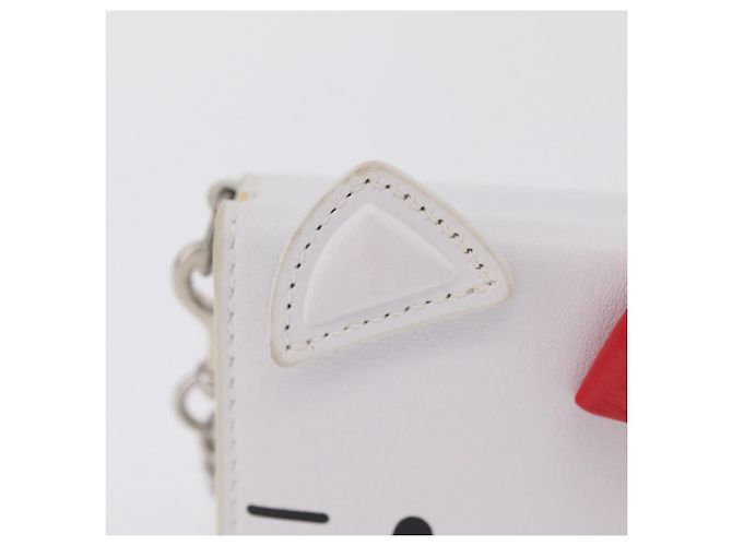 Balenciaga Chain Shoulder Compact Wallet Leder 2way Weiß 623241 Auth 202531M Silber - Ansicht 2