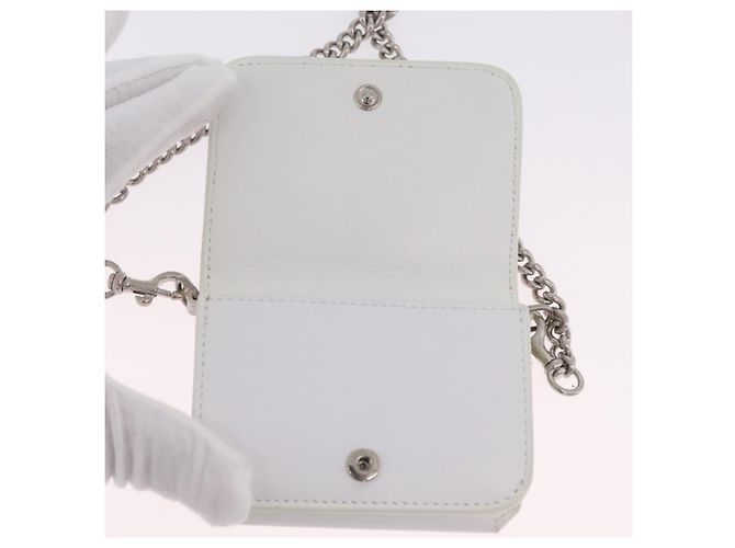Balenciaga Chain Shoulder Compact Wallet Leder 2way Weiß 623241 Auth 202531M Silber - Ansicht 21