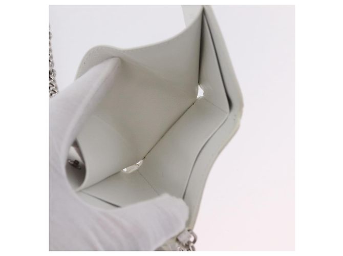 Balenciaga Chain Shoulder Compact Wallet Leder 2way Weiß 623241 Auth 202531M Silber - Ansicht 24