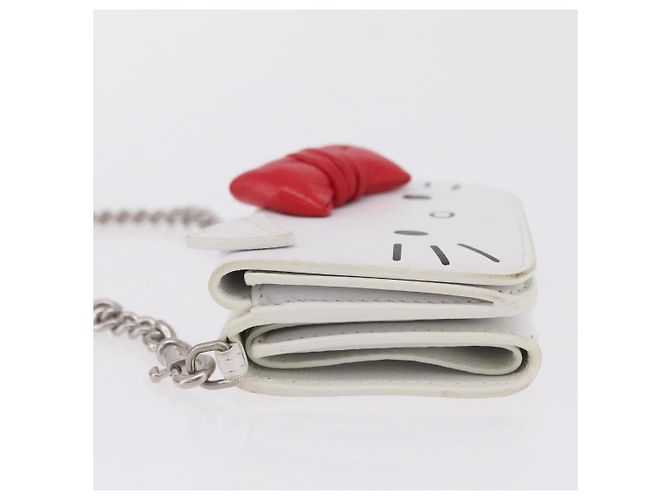 Balenciaga Chain Shoulder Compact Wallet Leder 2way Weiß 623241 Auth 202531M Silber - Ansicht 5