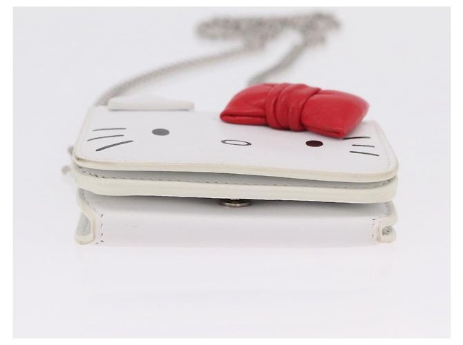Balenciaga Chain Shoulder Compact Wallet Leder 2way Weiß 623241 Auth 202531M Silber - Ansicht 6