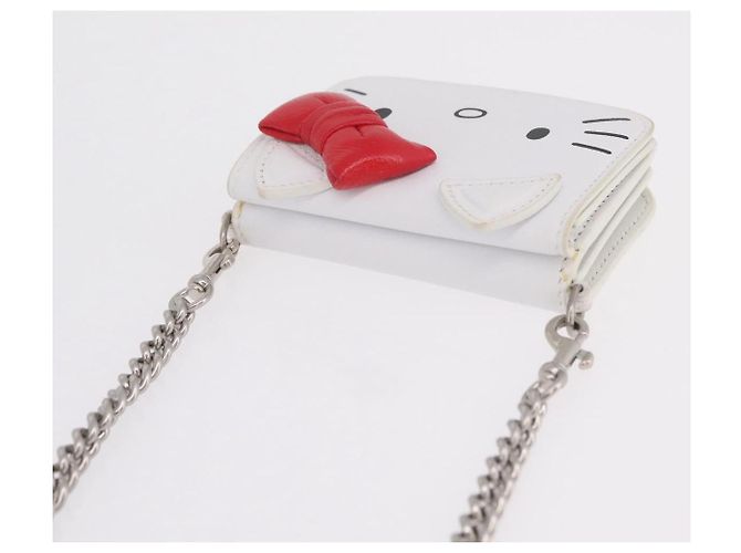 Balenciaga Chain Shoulder Compact Wallet Leder 2way Weiß 623241 Auth 202531M Silber - Ansicht 7
