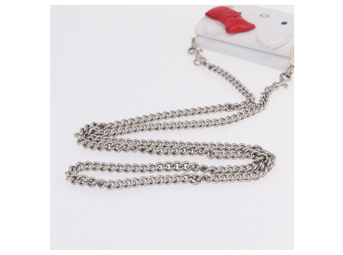 Balenciaga Chain Shoulder Compact Wallet Leder 2way Weiß 623241 Auth 202531M Silber - Ansicht 8