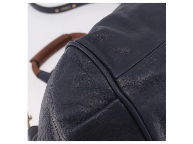 Chloé Sac à main Chloe Etel en cuir 2way Navy Gold Auth 206768 Doré Bleu Marine - vue 10