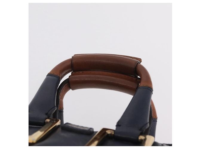 Chloé Sac à main Chloe Etel en cuir 2way Navy Gold Auth 206768 Doré Bleu Marine - vue 14