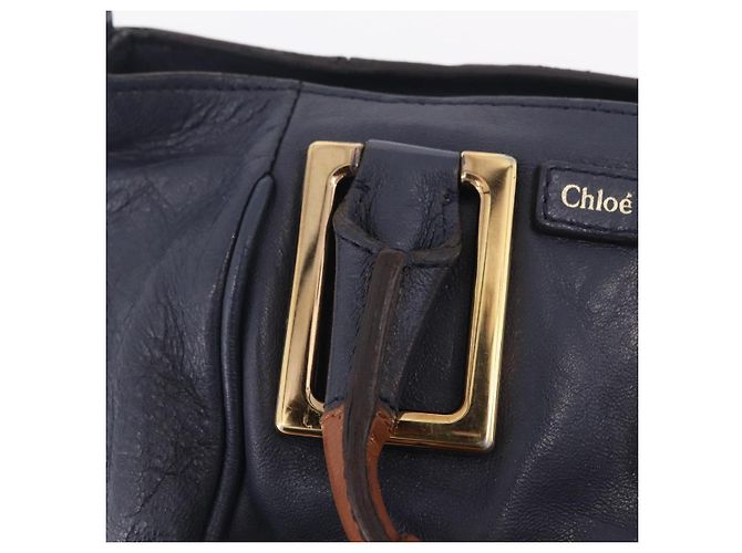 Chloé Sac à main Chloe Etel en cuir 2way Navy Gold Auth 206768 Doré Bleu Marine - vue 15