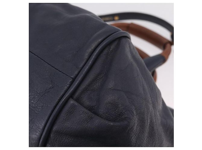 Chloé Sac à main Chloe Etel en cuir 2way Navy Gold Auth 206768 Doré Bleu Marine - vue 17