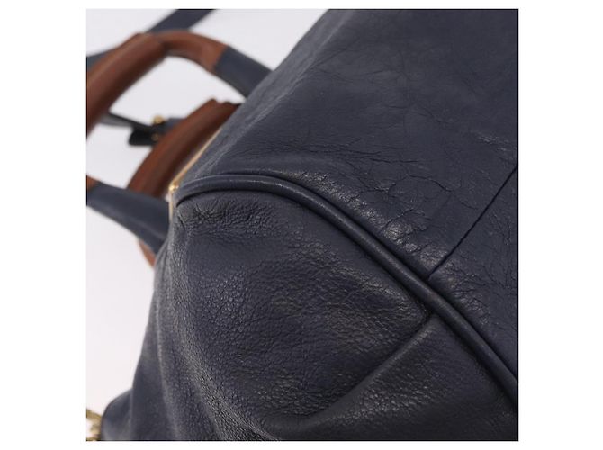 Chloé Sac à main Chloe Etel en cuir 2way Navy Gold Auth 206768 Doré Bleu Marine - vue 18