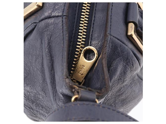 Chloé Sac à main Chloe Etel en cuir 2way Navy Gold Auth 206768 Doré Bleu Marine - vue 22