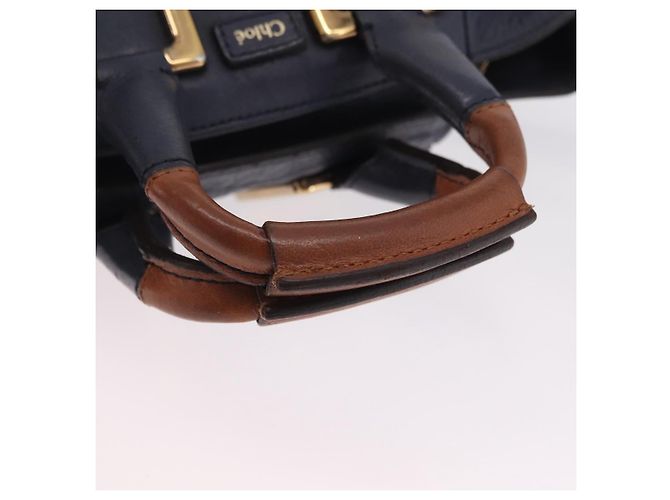 Chloé Sac à main Chloe Etel en cuir 2way Navy Gold Auth 206768 Doré Bleu Marine - vue 7