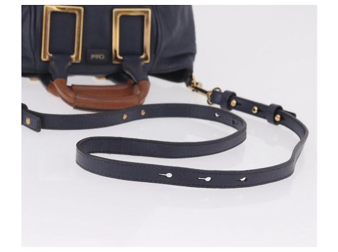 Chloé Sac à main Chloe Etel en cuir 2way Navy Gold Auth 206768 Doré Bleu Marine - vue 8