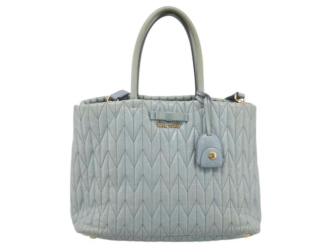 Borsa Miu Miu Matelassé in pelle 2way azzurro oro autentica 167740A D'oro Blu chiaro - vista 13