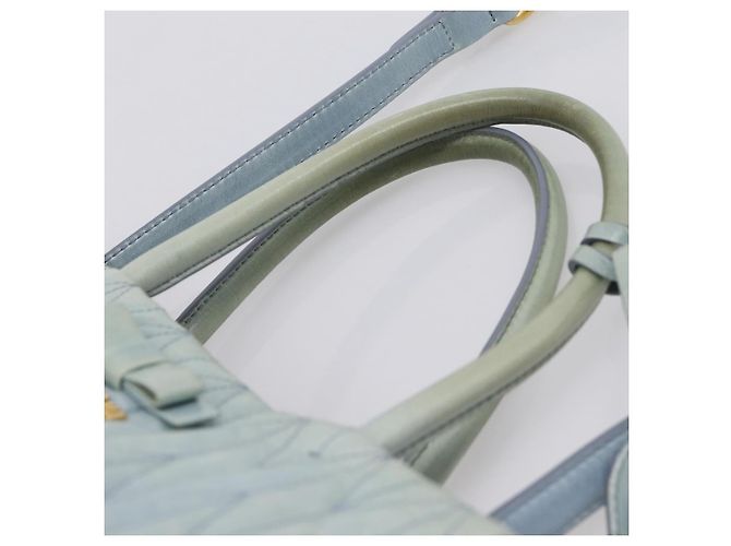 Borsa Miu Miu Matelassé in pelle 2way azzurro oro autentica 167740A D'oro Blu chiaro - vista 14