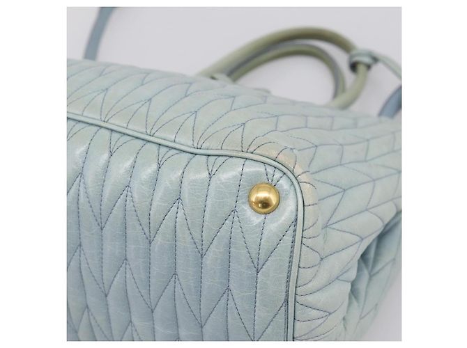 Borsa Miu Miu Matelassé in pelle 2way azzurro oro autentica 167740A D'oro Blu chiaro - vista 16