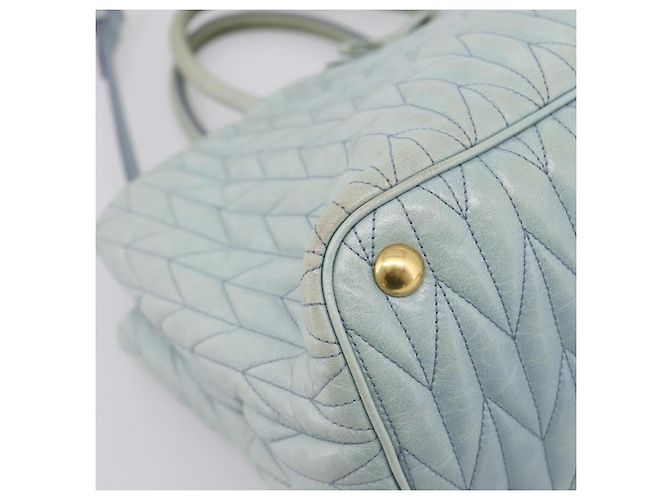 Borsa Miu Miu Matelassé in pelle 2way azzurro oro autentica 167740A D'oro Blu chiaro - vista 17