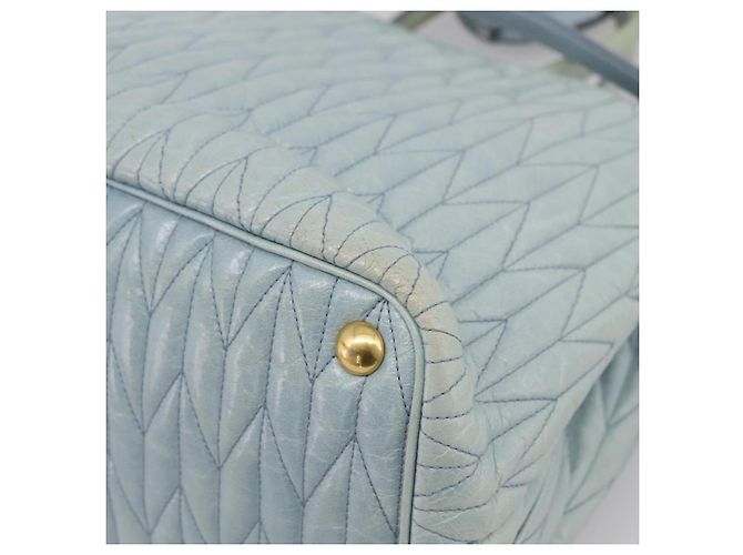 Borsa Miu Miu Matelassé in pelle 2way azzurro oro autentica 167740A D'oro Blu chiaro - vista 18