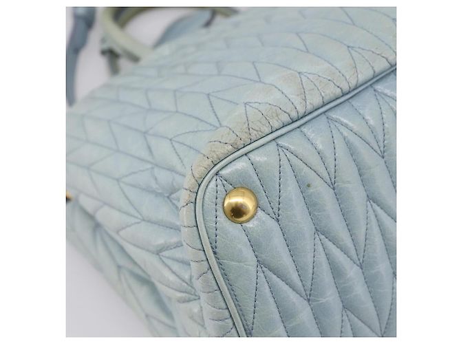Borsa Miu Miu Matelassé in pelle 2way azzurro oro autentica 167740A D'oro Blu chiaro - vista 19