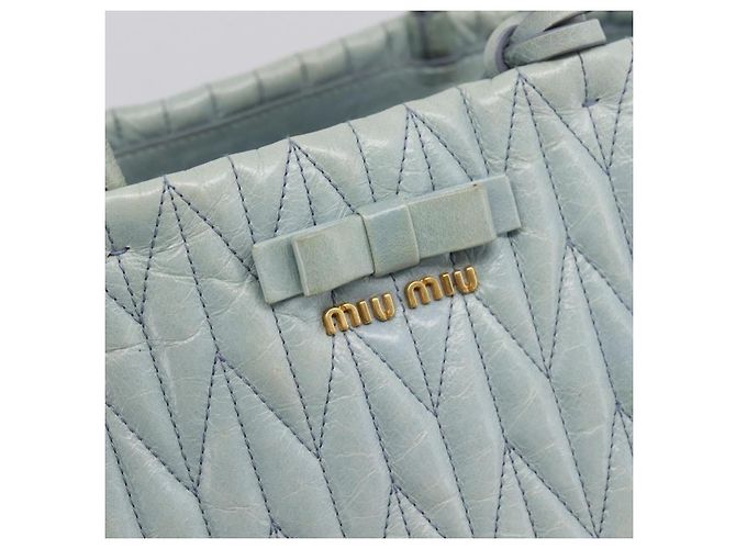 Borsa Miu Miu Matelassé in pelle 2way azzurro oro autentica 167740A D'oro Blu chiaro - vista 20