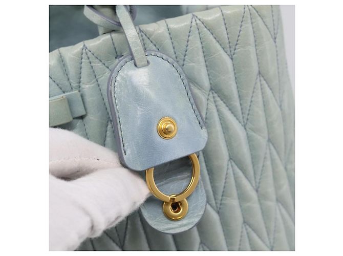 Borsa Miu Miu Matelassé in pelle 2way azzurro oro autentica 167740A D'oro Blu chiaro - vista 21