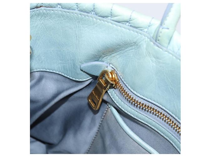 Borsa Miu Miu Matelassé in pelle 2way azzurro oro autentica 167740A D'oro Blu chiaro - vista 25