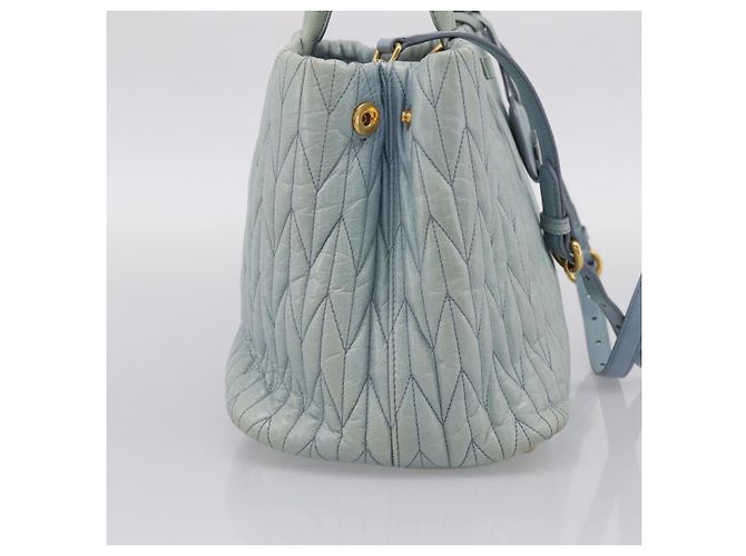 Borsa Miu Miu Matelassé in pelle 2way azzurro oro autentica 167740A D'oro Blu chiaro - vista 3