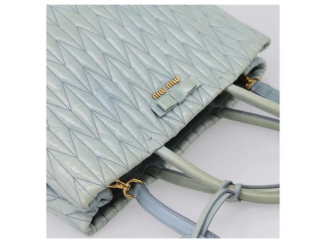 Borsa Miu Miu Matelassé in pelle 2way azzurro oro autentica 167740A D'oro Blu chiaro - vista 6