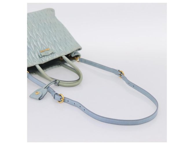 Borsa Miu Miu Matelassé in pelle 2way azzurro oro autentica 167740A D'oro Blu chiaro - vista 9