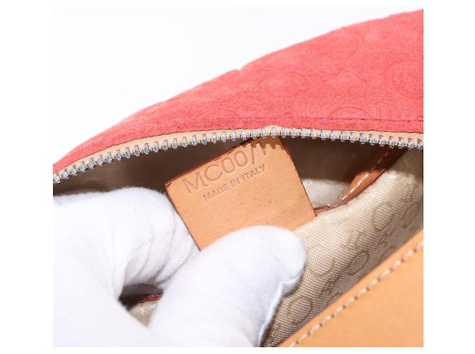 Céline Bolso de hombro CELINE C Macadam Gamuza Rojo Plata Auth BA16141 Roja - vista 12