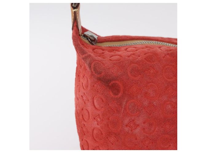 Céline Bolso de hombro CELINE C Macadam Gamuza Rojo Plata Auth BA16141 Roja - vista 2