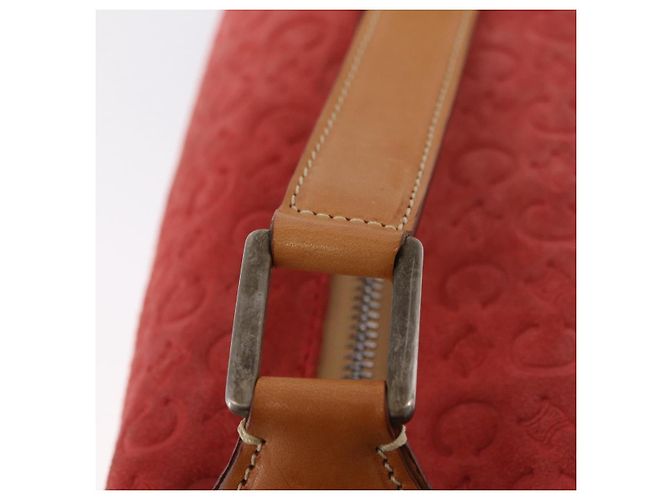 Céline Bolso de hombro CELINE C Macadam Gamuza Rojo Plata Auth BA16141 Roja - vista 21