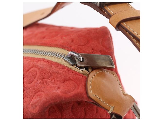 Céline Bolso de hombro CELINE C Macadam Gamuza Rojo Plata Auth BA16141 Roja - vista 22